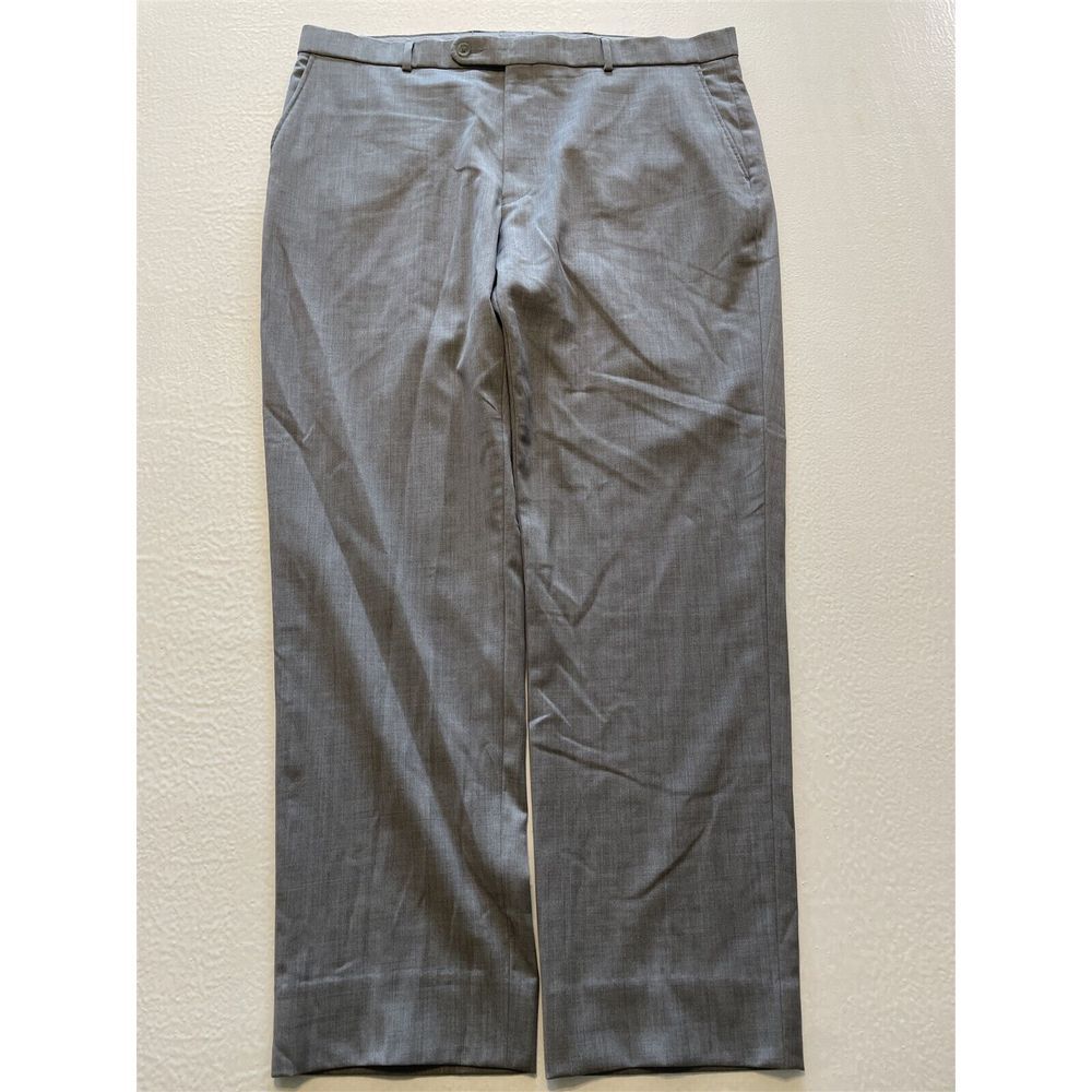 Neiman Marcus 38 x 30‎ Gray Super 120's Wool Flat Front Tapered Dress Pants